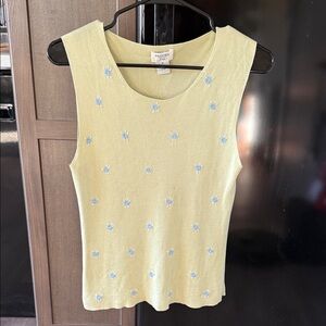 Brooks 346 100% Silk Floral Embroidered Tank Top Sweater Vest